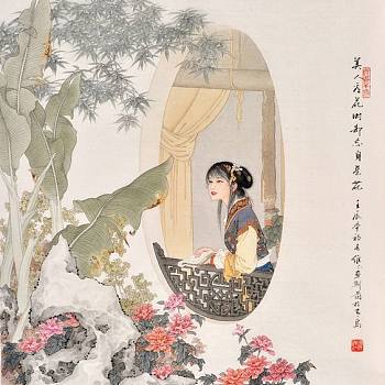 中式古典人物美女仕女图人物字画 (74)