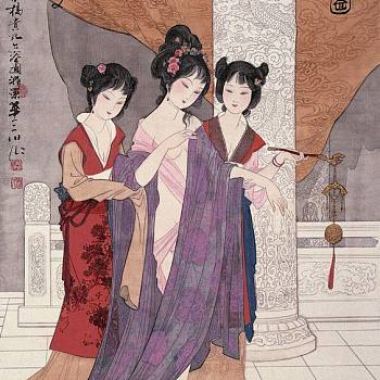 中式古典人物美女仕女图人物字画 (89)