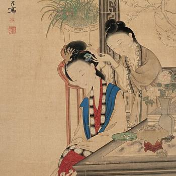 中式古典人物美女仕女图人物字画 (68)