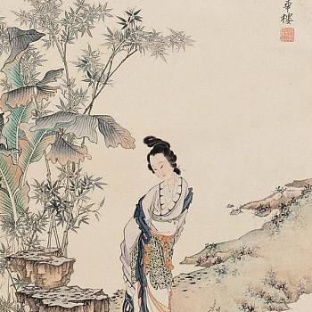 中式古典人物美女仕女图人物字画 (45)