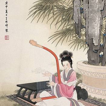 中式古典人物美女仕女图人物字画 (24)