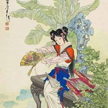 中式古典人物美女仕女图人物字画 (67)