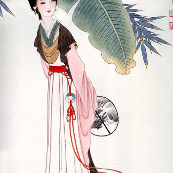 中式古典人物美女仕女图人物字画 (1)