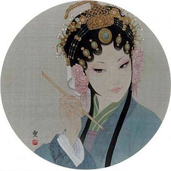 中式古典人物美女仕女图人物字画 (27)