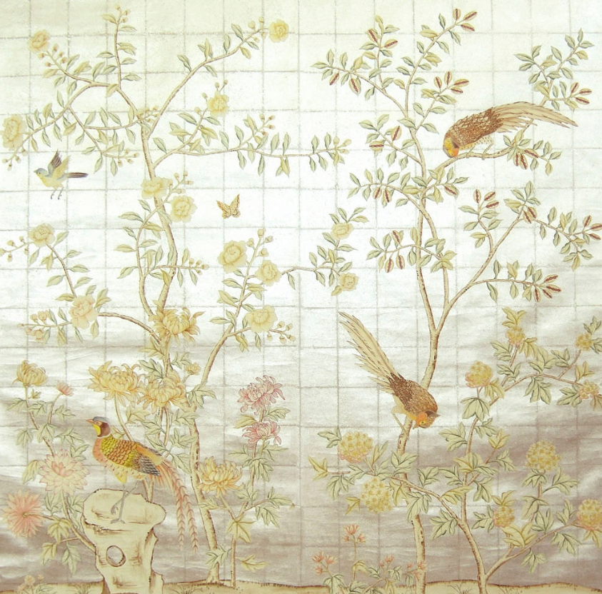 中式欧式花鸟壁纸壁布壁画背景画 18 草图大师模型