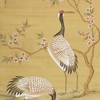 中式仙鹤图案壁纸壁布贴图 (323)