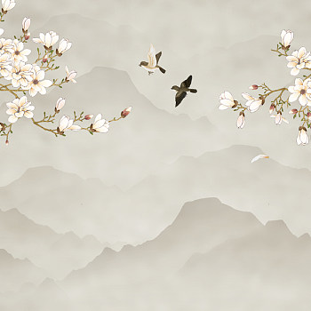 中式欧式花鸟壁纸贴图 (5)