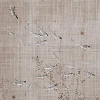 中式鱼群图案壁纸贴图 (358)