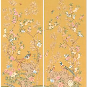 中式欧式田园花鸟壁纸壁画壁布背景画 (1)