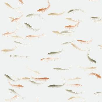 新中式荷花鱼图案壁画壁布背景画壁纸屏风画贴图a (8)