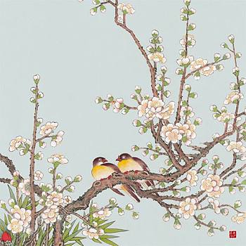 中式欧式田园花鸟壁纸壁画壁布背景画 (105)