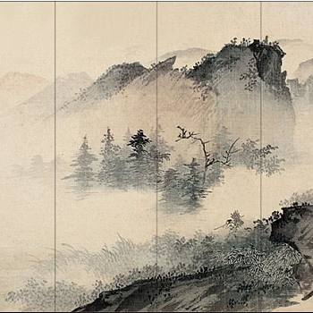 新中式山水壁纸壁画壁布背景画 (8)