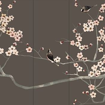 中式欧式花鸟壁纸壁布壁画背景画 (3)