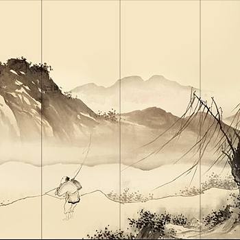 新中式山水壁纸壁画壁布背景画 (3)