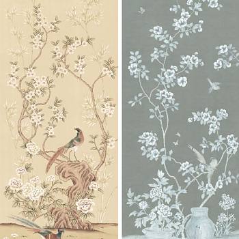 中式欧式田园花鸟壁纸壁画壁布背景画 (1)