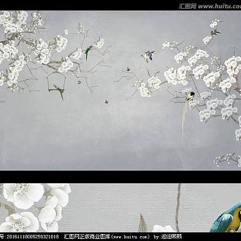 中式欧式田园花鸟壁纸壁画壁布背景画 (80)