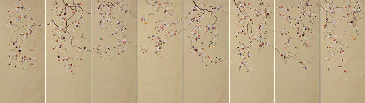 中式欧式田园花鸟壁纸壁画壁布背景画 (116)