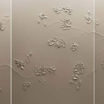 中式花瓣壁纸壁布床头背景图案 (3)
