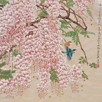 中式欧式田园花鸟壁纸壁布背景画 (16)