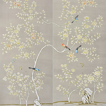 中式欧式田园花鸟壁纸壁画壁布背景画 (110)