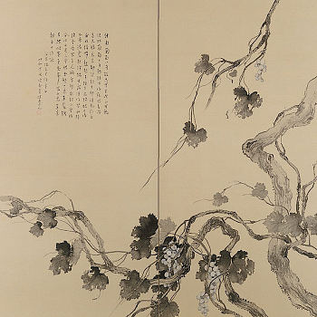 中式花鸟水墨壁纸壁布 (1)