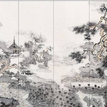 新中式山水壁纸壁画壁布背景画 (7)