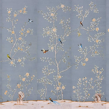 中式欧式田园花鸟壁纸壁画壁布背景画 (113)