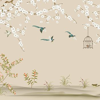 中式欧式田园花鸟壁纸壁画壁布背景画 (78)