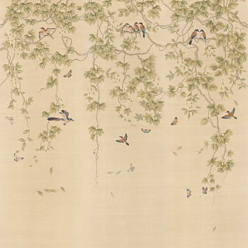 中式欧式田园花鸟壁纸壁画壁布背景画 (124)