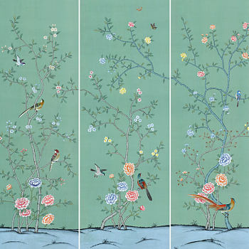 中式欧式田园花鸟壁纸壁画壁布背景画 (118)