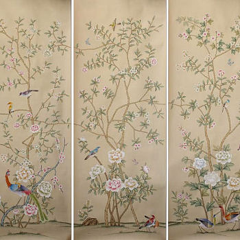 中式欧式田园花鸟壁纸壁画壁布背景画 (117)