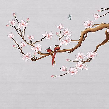 中式欧式田园花鸟壁纸壁画壁布背景画 (62)