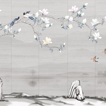 中式欧式田园花鸟壁纸壁画壁布背景画 (75)