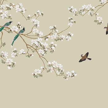 中式欧式田园花鸟壁纸壁画壁布背景画 (77)
