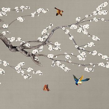 中式欧式田园花鸟壁纸壁画壁布背景画 (72)