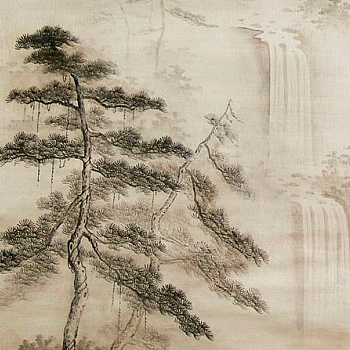 中式松树图案壁纸壁布壁画背景画
