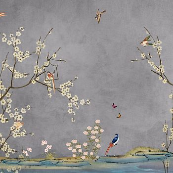 中式欧式田园花鸟壁纸壁布背景画 (9)