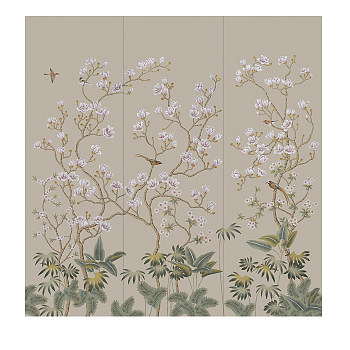 中式欧式田园花鸟壁纸壁画壁布背景画 (121)