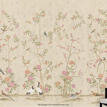 中式欧式田园花鸟壁纸壁画壁布背景画 (44)