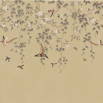 中式欧式田园花鸟壁纸壁画壁布背景画 (2)