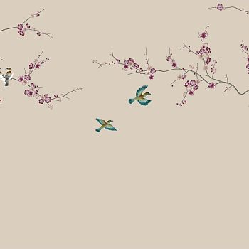 中式欧式田园花鸟壁纸壁画壁布背景画 (67)