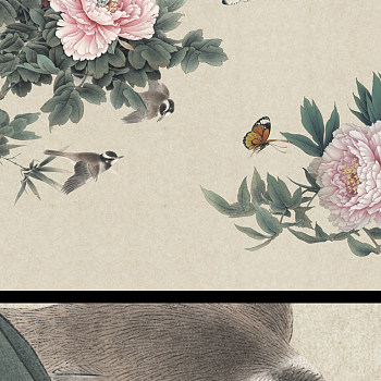 新中式鸟壁纸壁布工笔画花 (11)