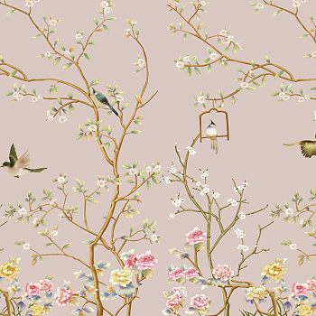 中式欧式田园花鸟壁纸壁画壁布背景画 (68)