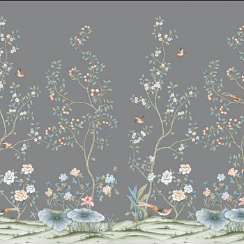 中式欧式田园花鸟壁纸壁画壁布背景画工笔画 (45)