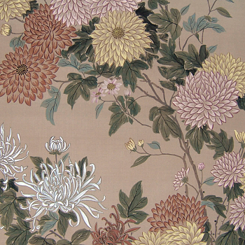 中式菊花图案壁纸壁画壁布背景画