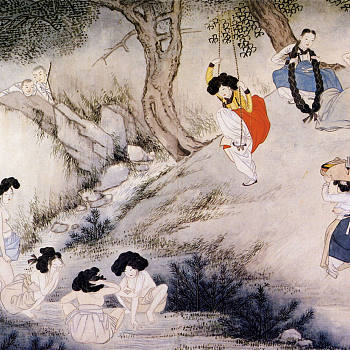 韩国朝鲜族韩式古典人物山水字画 (66)