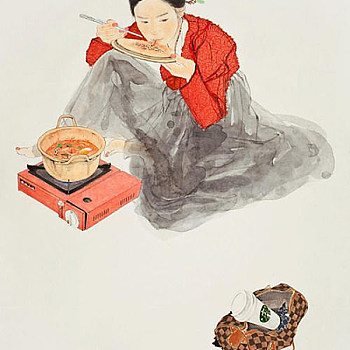 韩国韩式朝鲜族古典人物字画 (121)