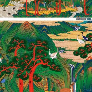 韩国朝鲜族韩式古典人物松树山水字画 (40)