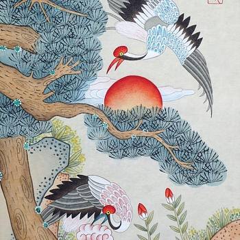 韩国朝鲜族韩式古典人物山水字画 (34)