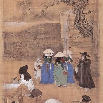 韩国朝鲜族韩式古典人物山水字画 (101)